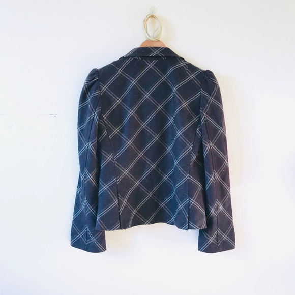 NEW Banana Republic Vintage Plaid Wool Blend Blazer in Purple - Picture 2 of 4